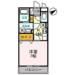 グランフィールド3 1Kの間取図画像