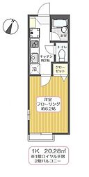 セイコーハウスB 1Kの間取図画像