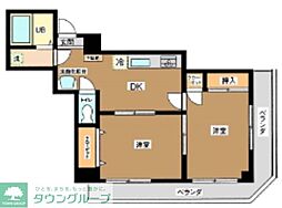 シャトレ戸邊 2DKの間取図画像