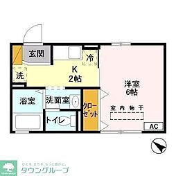 ドルフクレセント参番館 1Kの間取図画像