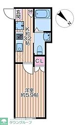 ロンリヴェール 1Kの間取図画像