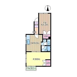 サープラスコーポA号棟 2DKの間取図画像