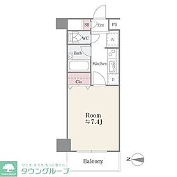 グランパァレ1 ワンルームの間取図画像