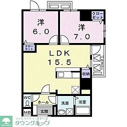 ジャルディーノ南葛西 2LDKの間取図画像