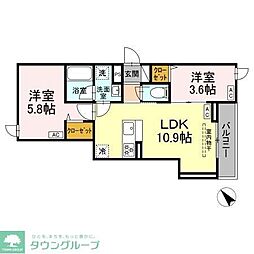 セレスティア堀切II 2LDKの間取図画像