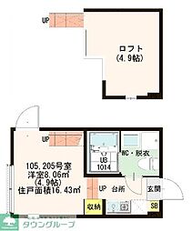 ハーモニーテラス西小岩 1Kの間取図画像