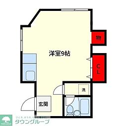 サチコーポ ワンルームの間取図画像