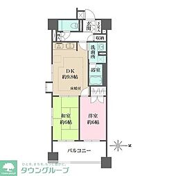 パークハウス新中野ディーセント 12階2DKの間取り