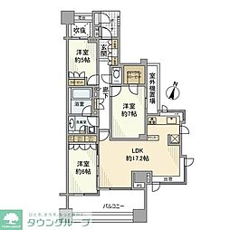 シティハウス永福町 6階3LDKの間取り