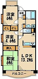 クレール仙川 3LDKの間取図画像