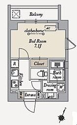 HF世田谷上町RESIDENCE 1Kの間取図画像