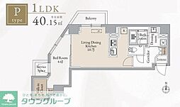 ジオエント新中野 1LDKの間取図画像