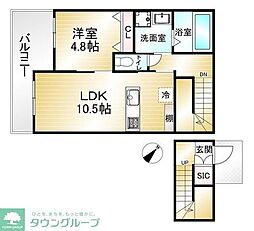 INOテラス 1LDKの間取図画像