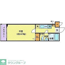 プレール・ドゥーク東中野 1Kの間取図画像