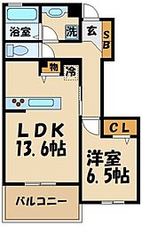 シルフィッドs 1LDKの間取図画像