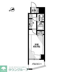 プレール・ドゥーク高円寺2 1Kの間取図画像