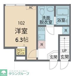 カインドネス久米川 1Kの間取図画像