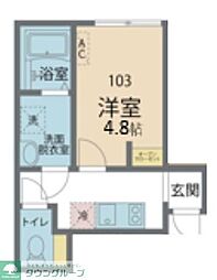 カインドネス久米川 1Kの間取図画像