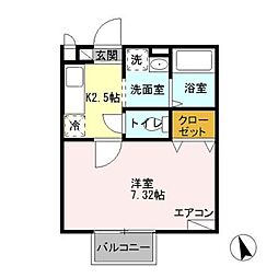 ドゥーピエース 1Kの間取図画像