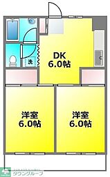 チェリーマンション 2DKの間取図画像