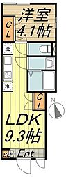 カルチェブラン久我山 1LDKの間取図画像