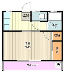 星野キャステル 2階1Kの間取り