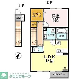 ソレアード 2階1LDKの間取り