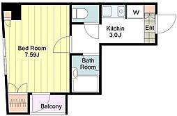 パティオ 1Kの間取図画像