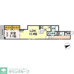 ディールーム八幡町 1LDKの間取図画像