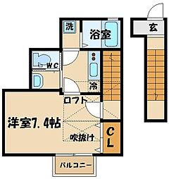 ティアナG 1Kの間取図画像