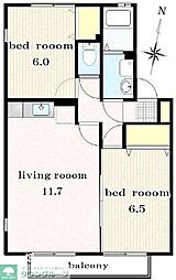 グリーンヴィラ 2LDKの間取図画像