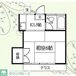 ロッキーハイツ 1Kの間取図画像