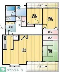 レジデンス元木 3LDKの間取図画像