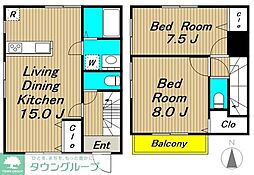 Purantan国立 2LDKの間取図画像