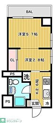ハイネス立川 2Kの間取図画像