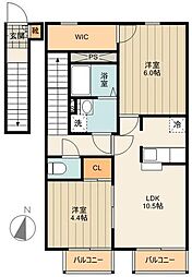アドシール幸 2LDKの間取図画像