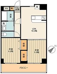 アクロス立川1 2LDKの間取図画像