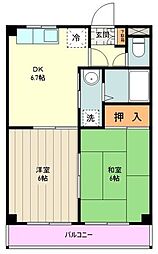 グランドイースト 2DKの間取図画像