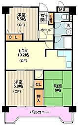 メゾンクレスト 3LDKの間取図画像