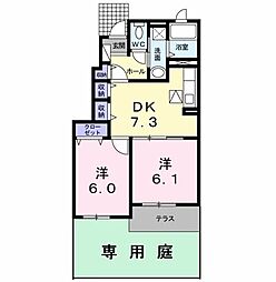 クラール・ブリーゼ1 2DKの間取図画像