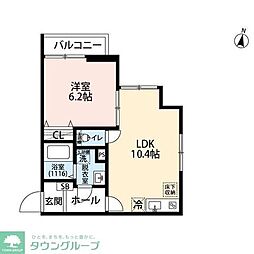 エクセラン柴崎町 1LDKの間取図画像