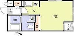 ヴェルデラフェリア 1Kの間取図画像