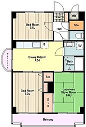 エクセル立川 3DKの間取図画像