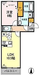 JR武蔵野線 越谷レイクタウン駅 徒歩12分の賃貸アパート 3階1LDKの間取り