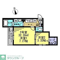 つくばエクスプレス 八潮駅 徒歩13分の賃貸アパート 2階2Kの間取り