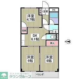 東武伊勢崎線 谷塚駅 徒歩14分の賃貸マンション 2階3SDKの間取り