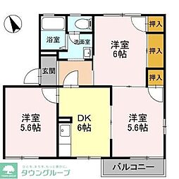東武伊勢崎線 せんげん台駅 徒歩13分の賃貸アパート 2階2LDKの間取り