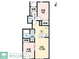 川口市大字榛松アパート 1LDKの間取図画像
