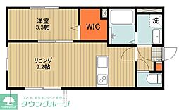 シュシュ越谷 1LDKの間取図画像