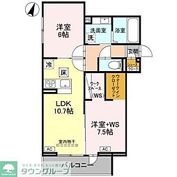 アドラブール B棟 2LDKの間取図画像
